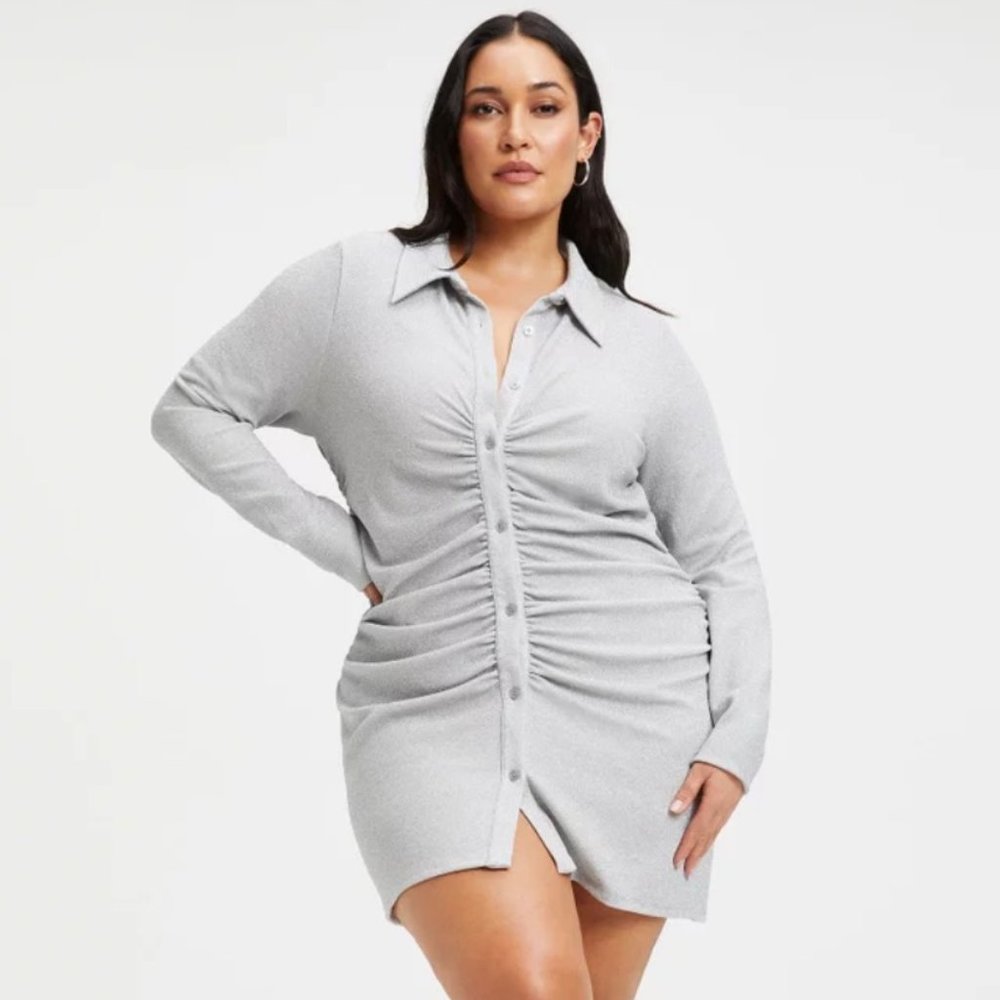 Good American Sparkle Ruched Mini Dress